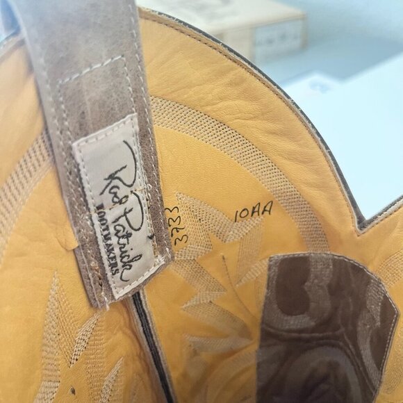 Rod Patrick Mens Cowboy Boots 10AA Antique Mocha Bison Brown Western Blunt Toe - Picture 10 of 11